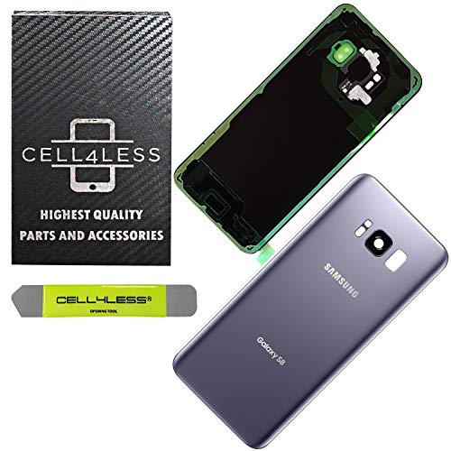 Product Cover CELL4LESS Replacement Back Glass Cover Back Door w/Pre-Installed Camera Lens/Frame, Adhesive & Removal Tool Samsung Galaxy S8 - All Models G950 All Carriers (Gray)