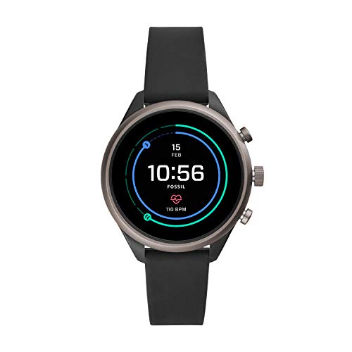 Product Cover Fossil Women's Sport Heart Rate Metal and Silicone Touchscreen Smartwatch, Color: Grey, Black (FTW6024)