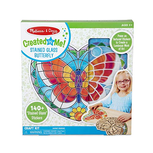 Product Cover Melissa & Doug Created by Me! Peel-and-Press Stained Glass Butterfly Craft Kit