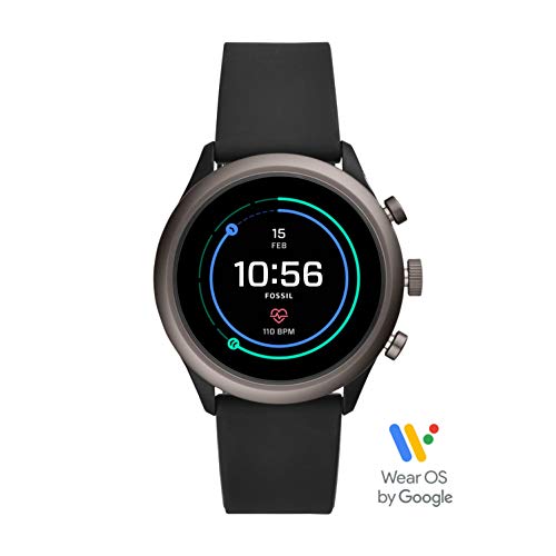 Product Cover Fossil Men's Sport Heart Rate Metal and Silicone Touchscreen Smartwatch, Color: Grey, Black (FTW4019)