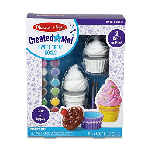 Product Cover Melissa & Doug Created by Me! Sweet Treats Resin Trinket Boxes Craft Kit (Cupcake, Ice Cream, 12 Paints, 2 Brushes, Great Gift for Girls and Boys - Best for 8, 9, 10, 11, 12 Year Olds and Up)