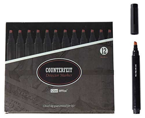 Product Cover Counterfeit Money Bill Detector Pens, Markers - Detects Fake Currency - 12 Pack