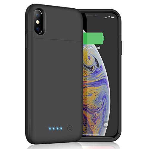 Product Cover Battery Case for iPhone Xs Max, 6200mAh Slim Portable Charger Case Rechargeable Extended Battery Pack for Apple iPhone Xs Max (6.5 Inch) Protective Charging Case Backup Cover Power Bank (Black)