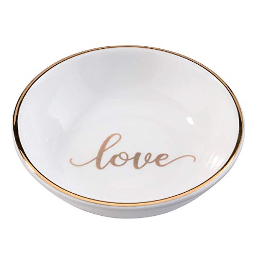 Product Cover Lillian Rose RA105 LO Love Ring Dish, Measuring 3.5 x 3.5 inches, White
