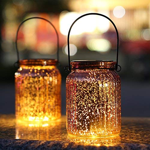 Product Cover SUNWIND Solar Mercury Glass Jar Lights - 2 Pack Bronze Table Lamps Hanging Indoor Outdoor Lights for Patio Garden Lawn Wall Décor