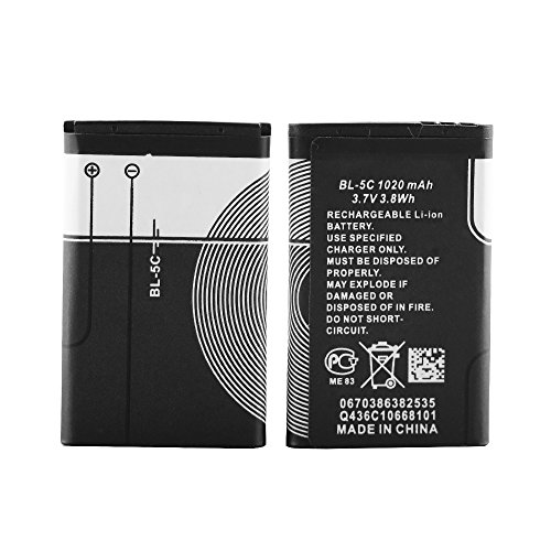 Product Cover XHDATA BL-5C 3.7V 1020mAh Rechargeable Battery Suitable for Radio Current Protection Household Battery 2 Pieces Black.