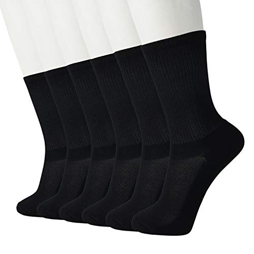 Product Cover +MD Womens 6 Pack Smell-resistant Moisture Wicking Bamboo Crew Socks with Cushioned Sole, Made in USA