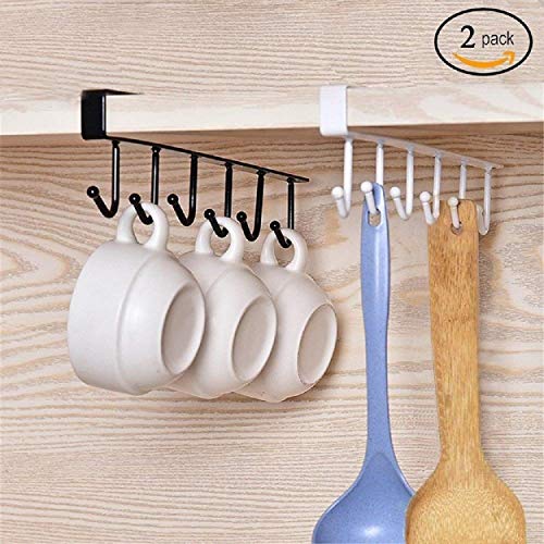 Product Cover HOME CUBE Multifunctional 6 Stainless Steel Door Organiser/Hook Hanger (White and Black)-Pack of 2