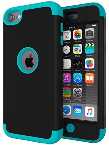 Product Cover iPod Touch 7 Case,iPod Touch 6 Case,SLMY(TM)High Impact Heavy Duty Shockproof Full-Body Protective Case with Dual Layer Hard PC+ Soft Silicone For Apple iPod Touch 7th/6th/5th Generation Black/Blue