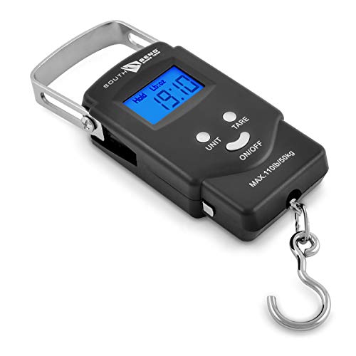 Product Cover South Bend Digital Portable Hanging Hook Fishing Postal Produce Travel Luggage Scale with Backlit LCD Display, 110lb/50kg Weight Capacity, Built-in Tape Measure, 2 AAA Batteries Included
