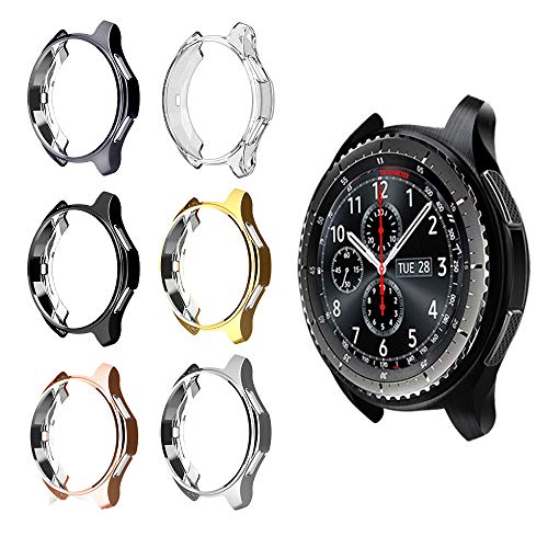 Product Cover FitTurn Compatible with Gear S3 Frontier SM-R760 Case,Soft TPU Fashion Metal Color Frame Shock Resistant Proof Cover Protector Shell for Samsung Gear S3 Frontier SM-R760, Galaxy Watch 46mm SM-R800