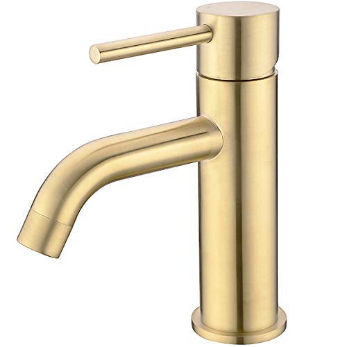 Product Cover TRUSTMI Brass Single Lever Single Hole Bathroom Basin Sink Faucet,Brushed Gold