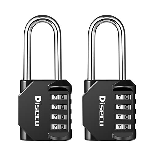 Product Cover 4 Digit Combination Lock 2.2 Inch Long Shackle and Outdoor Waterproof Resettable Padlock for Gym Locker, Hasp Cabinet, School, Fence, Toolbox (Black,Pack of 2)