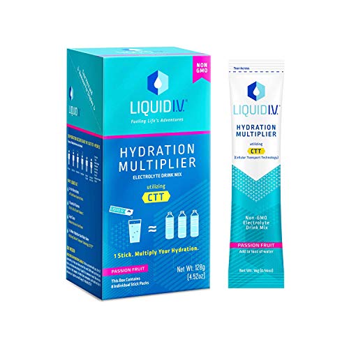 Product Cover Liquid I.V. Hydration Multiplier, Electrolyte Powder, Easy Open Packets, Supplement Drink Mix (Passion Fruit) (8)