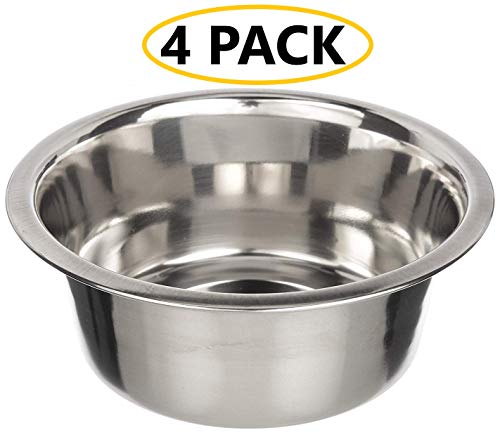 Product Cover GREENDALE - 4 Pack of 54 FL OZ (6.75 Cups) - Stainless Steel Dog Bowls - Metal Dog Bowls are Perfect for all Pets - Sturdy and Durable 3 MM Thick Single Layer Steel. No Annoying Stickers To Remove