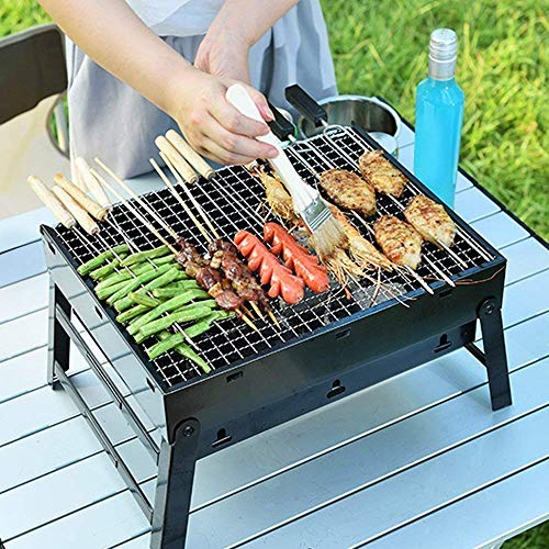 Product Cover HaRvic Style Folding & Portable Outdoor Barbeque Grill Toaster Charcoal BBQ Grill Oven Black Carbon Steel, Black