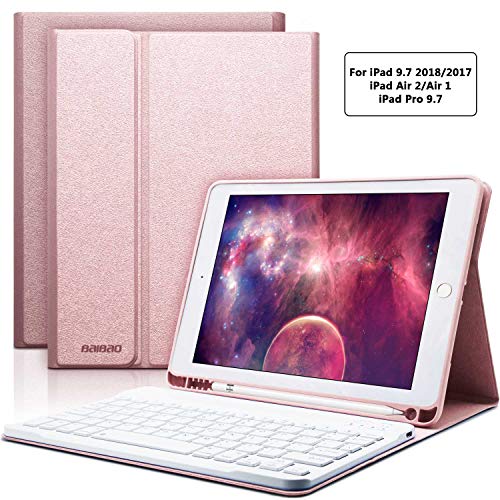 Product Cover iPad Keyboard Case 9.7 for iPad 6th Generation 2018 iPad 5th Gen 2017 iPad Pro 9.7 iPad Air 2 Air 1 with Pencil Holder Bluetooth Wireless Detachable Keyboard 9.7 iPad Cover with Keyboard
