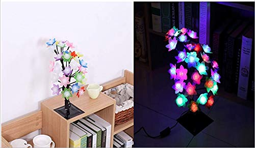 Product Cover Breewell New Waterproof Auto Color Changing 26 Light LED Rose Flower Tree Desk-Top Light Height 13-Inch (Multicolor)