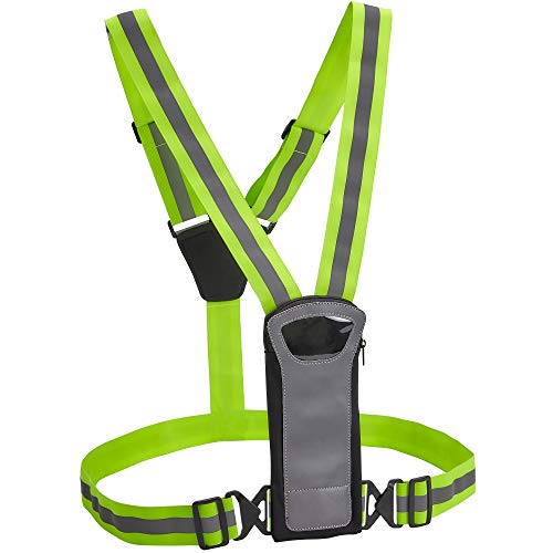 Product Cover Athlé Reflective Vest with Phone and Storage Pouch, High Visibility, Adjustable Comfortable Stretch Waist Belt - for Safe Running, Jogging, Dog Walking, Biking and More