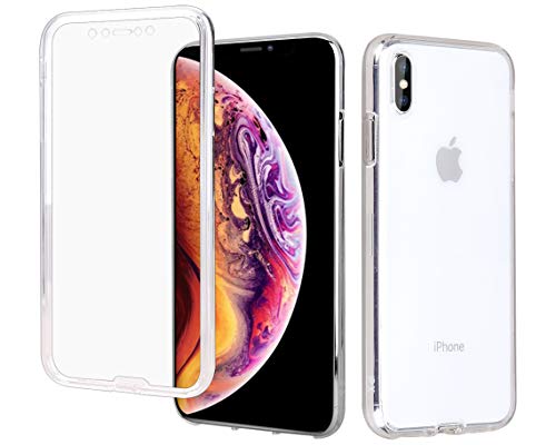 Product Cover Casetego Compatible iPhone Xs Max Case,360 Full Body Two Piece Slim Crystal Transparent Case with Built-in Screen Protector for Apple iPhone Xs Max 6.5 inch,Clear