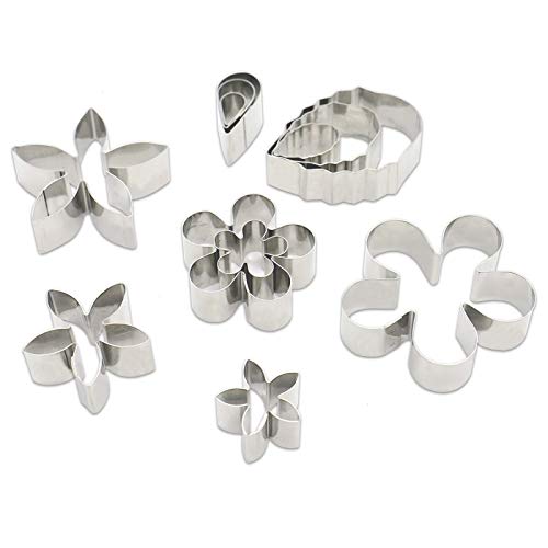 Product Cover Timoo 12 PCS Mini Stainless Steel Cookie Cutter Mold Kit, Flower and Leaf Shape Fondant Cake Cutter Mold for Baking, Homemade Treats