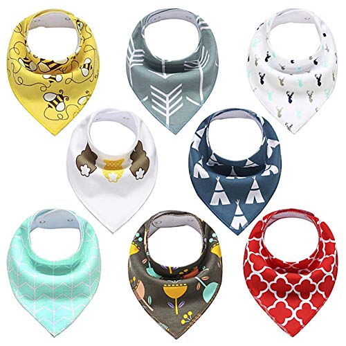 Product Cover 8- Pack Baby Bandana Drool Bibs for Drooling and Teething, 100% Organic Cotton and Fleece Unisex super absorbent Organic Cotton, Cute Baby Gift for Boys & Girls, Toddler Baby Shower gift