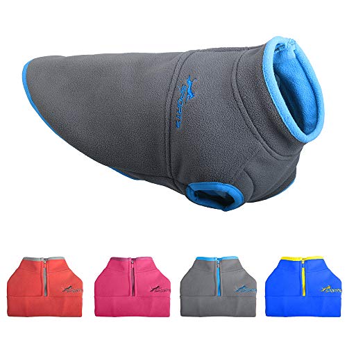 Product Cover Leepets Cold Weather Fleece Dog Vest for Small Dog Half Zip Pullover Puppy Sweater Winter Warm Coat Clothes for Dog, Dark Grey