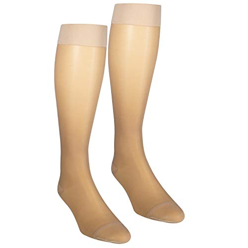 Product Cover NuVein Sheer Compression Stockings Fashion Silky Sheen Denier Closed Toe Knee High, Beige, X-Large