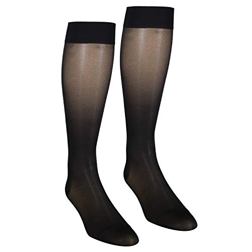 Product Cover NuVein Sheer Compression Stockings Fashion Silky Sheen Denier Closed Toe Knee High, Black, X-Large