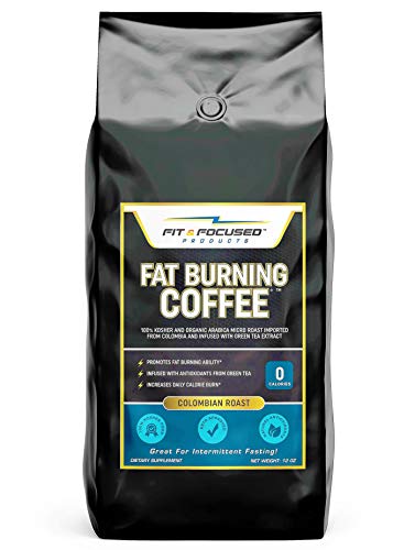 Product Cover Fat Burning Keto Coffee- Organic Colombian Ground Roast Infused With Green Tea Extract, 100% Kosher Micro Roast with Powerful Antioxidants- (12 Ounce Bag)