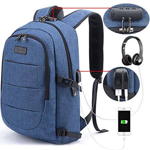 Product Cover Tzowla Business Laptop Backpack Anti-Theft College Backpack with USB Charging Port and Lock 15.6 Inch Computer Backpacks for Women Men, Casual Hiking Travel Daypack (A-Blue Jeans)