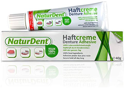 Product Cover Natural Strong Denture Adhesive NaturDent holds Dentures Longer and Stronger No Zinc No Petrochemical No Paraben No Yucky Taste