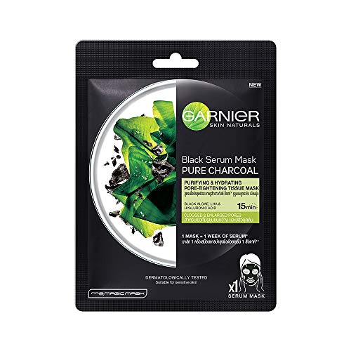 Product Cover Garnier Skin Naturals, Green Tea, Face Serum Sheet Mask (Black), 32g (Pure Charcoal)