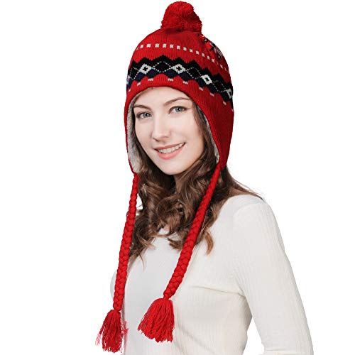 Product Cover Jeff & Aimy Women's Wool Knit Peruvian Beanie Winter Hat Earflap