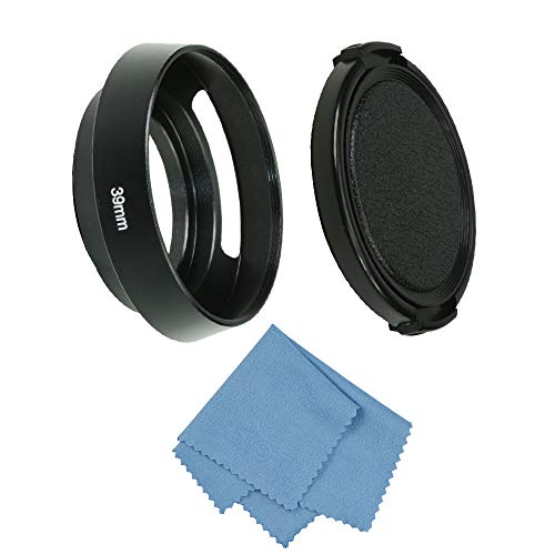 Product Cover SIOTI Camera Standard Hollow Vented Metal Lens Hood with Cleaning Cloth and Lens Cap Compatible with Leica/Fuji/Nikon/Canon/Samsung Standard Thread Lens