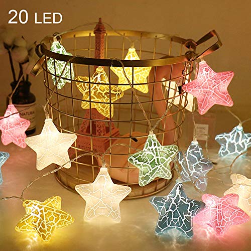 Product Cover Twinkle Star 20 LED 9.4 FT Star String Lights Battery Operated, 3D Fairy String Lights Christmas Tree Wedding Party Indoor Decoration