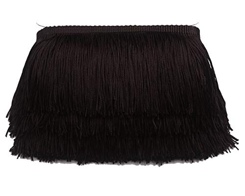 Product Cover Heartwish268 Fringe Trim Lace Polyerter Fibre Tassel 4inch Wide 10 Yards Long for Clothes Accessories Latin Wedding Dress DIY Lamp Shade Decoration Black