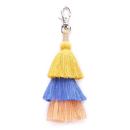Product Cover Colorful Boho Pom Pom Tassel Bag Charm Key Chain (D02 style)