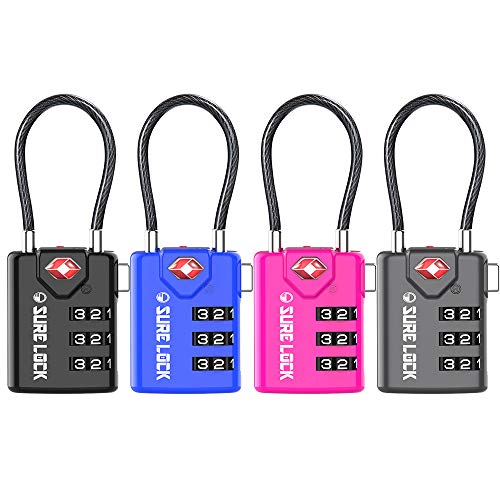 Product Cover TSA Compatible Travel Luggage Locks, Inspection Indicator, Easy Read Dials - 1, 2 & 4 Pack (Large, All COLOUR)