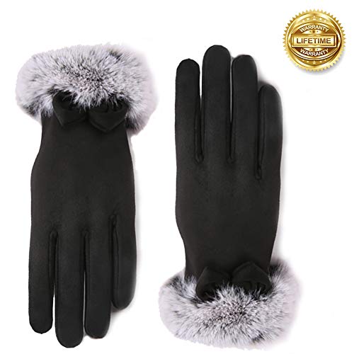 Product Cover VAQM Winter Gloves for Women Touch Screen Gloves Fashion Warm Gloves Rabbit Fur Gloves Womens Chamois Gloves