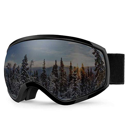 Product Cover AKASO Ski Goggles, Snowboard Goggles Anti-Fog, 100% UV Protection, Double-Layer Spherical Lenses, Helmet Compatible Snow Goggles for Men, Women, Youth & Kids (Black)