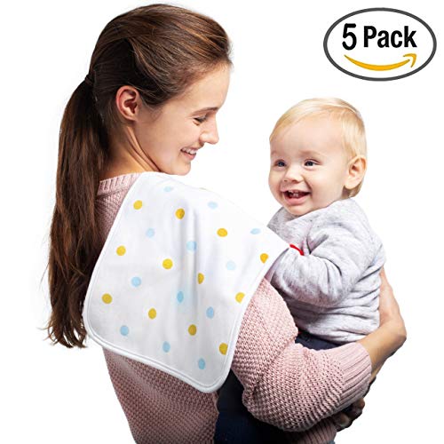 Product Cover Premium Limited Edition Organic Baby Burp Cloths 5-Pack | Soft & Absorbent Unisex Cotton Burping Clothes for Boys & Girls | 200GSM Thick & Large Spit Up Rags