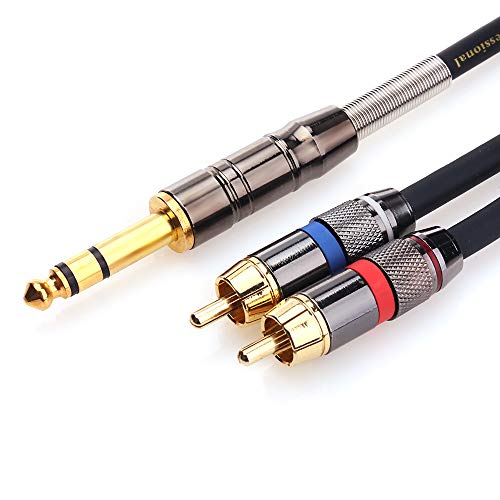 Product Cover TISINO RCA to 1/4 Cable, Quarter inch TRS to RCA (1/4 Stereo to 2 RCA) Audio Y Splitter Cable Insert Cable - 5 feet/1.5 Meters