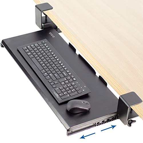 Product Cover VIVO Large Keyboard Tray Under Desk Pull Out with Extra Sturdy C Clamp Mount System | Black 27 x 11 inch Slide-Out Platform Computer Drawer for Typing and Mouse Work (MOUNT-KB05E)