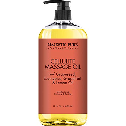 Product Cover Majestic Pure Natural Cellulite Massage Oil, Unique Blend of Massage Essential Oils - Improves Skin Firmness, More Effective Than Cellulite Cream, 8 fl oz