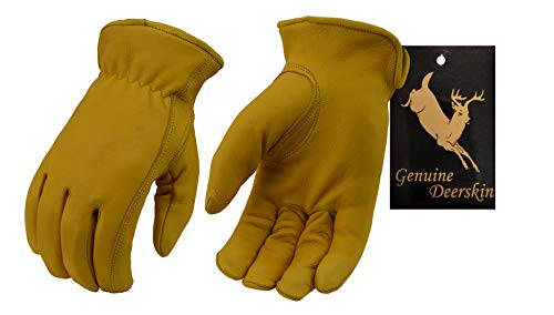 Product Cover M Boss Motorcycle Apparel BOS37545 Mens Yellow Lined Full Grain Deerskin Gloves - Large