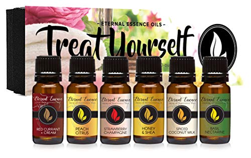 Product Cover Treat Yourself - Gift Set of 6 Premium Fragrance Oils - Red Currant & Cream, Strawberry Champagne, Spiced Coconut Milk, Peach Citrus, Honey & Shea, Basil Nectarine