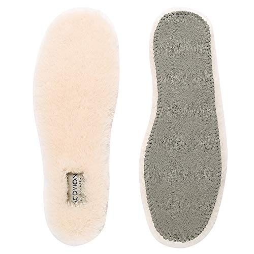 Product Cover Natural Sheepskin Insoles Men's & Women's - Acdyion Super Warm Cozy & Fluffy Premium Thick Wool Fur Fleece Insoles for All Shoes (Natural, Women US Size 9)