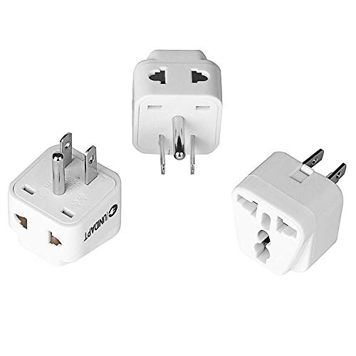Product Cover US Plug Adapter - Unidapt EU Europe to USA American Travel Power Plug Adapter - Dual Inputs - Safe Grounded - Universal Socket (Pack of 3)