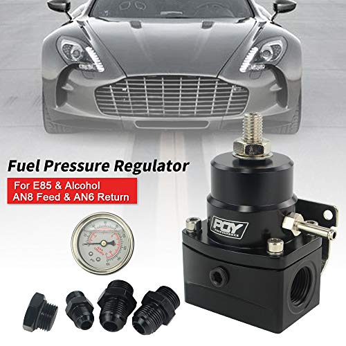 Product Cover PQY Fuel Pressure Regulator with Gauge AN8 Feed & AN6 Return Line & AN8 End Cap